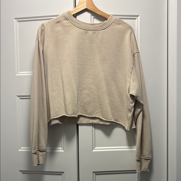 Garage Cream Boxy Cropped Sweatshirt - Picture 1 of 2